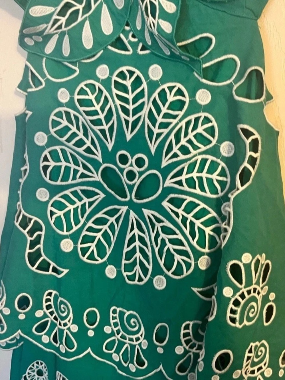 Embroidered Maxi Dress in Green & White NWT - Picture 13 of 14